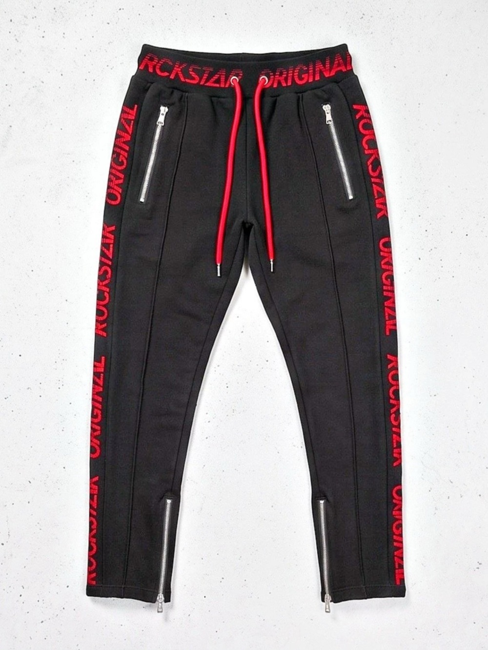 Rockstar Original Urban Icon Trackpant Men's Black & Red Track Pants Like New